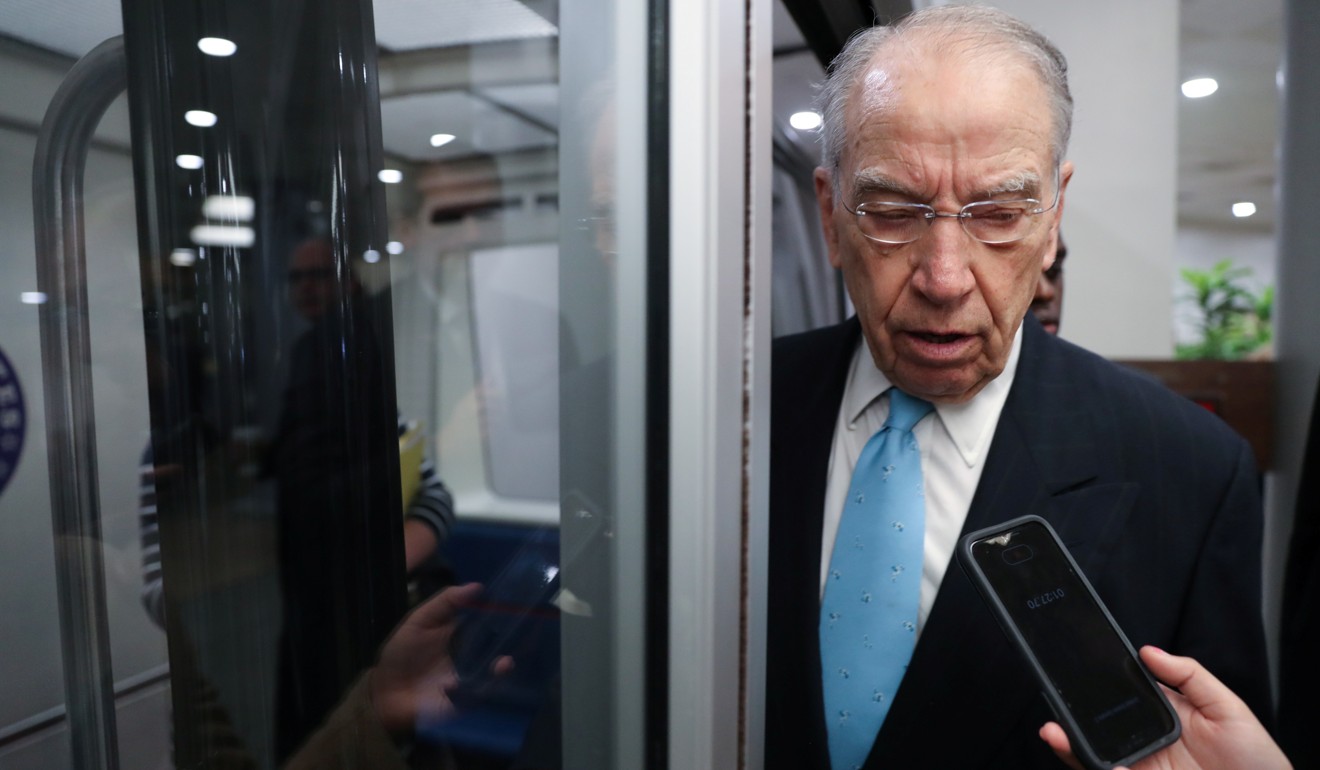 US Senator Chuck Grassley speaks to reporters on his way from the Senate floor after a vote on Tuesday. Photo: Reuters