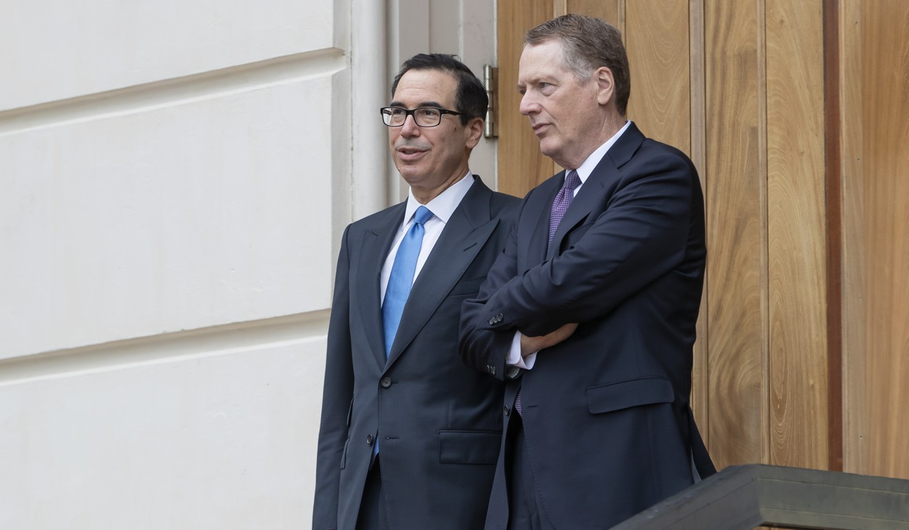 Steven Mnuchin (left) said he and the team he leads with US Trade Representative Robert Lighthizer (right) would return to Beijing soon. Photo: EPA-EFE