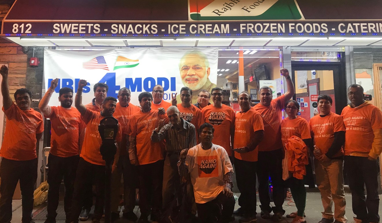Modi supporters pose for a picture in New Jersey on April 13. Photo: Soumya Shankar