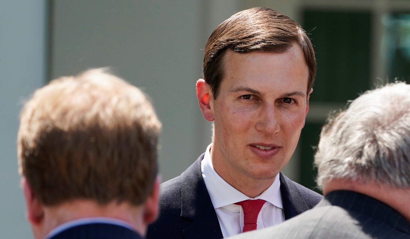 Jared Kushner speaks with guests after US President Donald Trump’s remarks on immigration reform at the White House on Thursday. Photo: Reuters