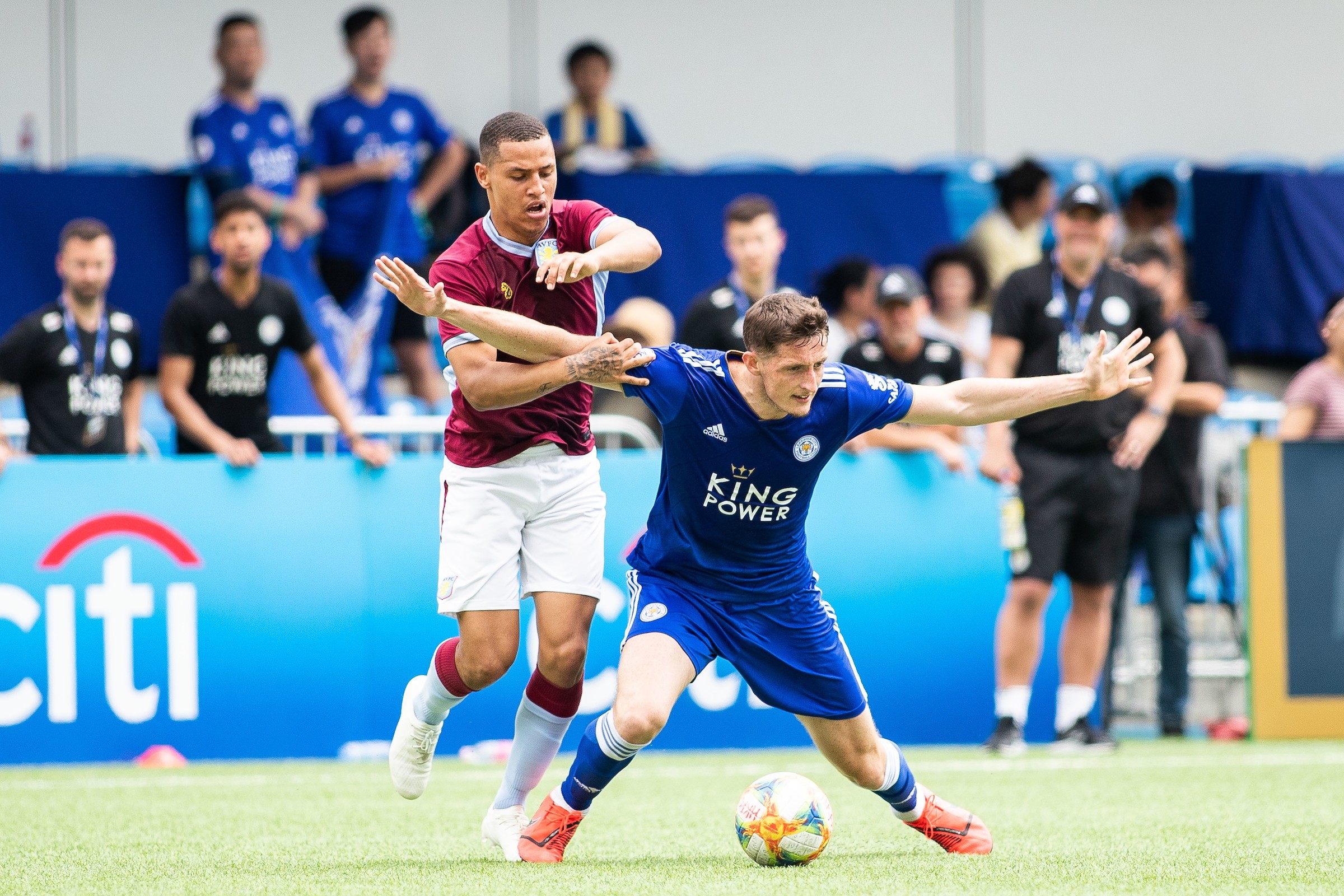 Leicester City v Aston Villa during the Main's Group B match of the Hong Kong Citi Soccer Sevens 2019. Photos: Eurasia Sport Images