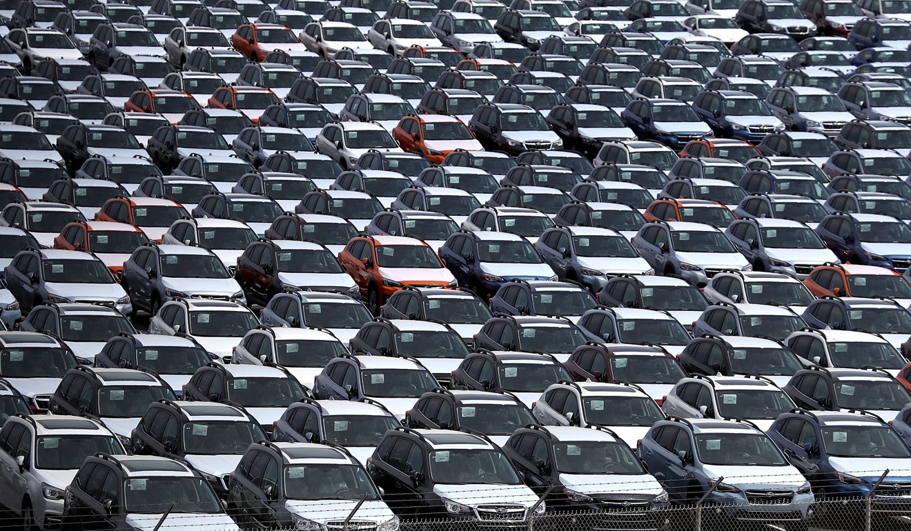 New cars sit in a lot near the Port of Richmond in California in May 2018. Photo: AFP