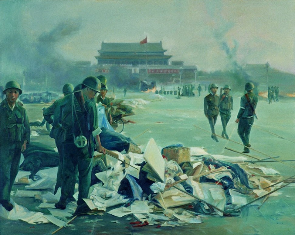 A painting from a series about Tiananmen Square that Chen Guang painted between 2005 and 2009. It was among 17 works seized with other documents in 2014. Photo: Handout