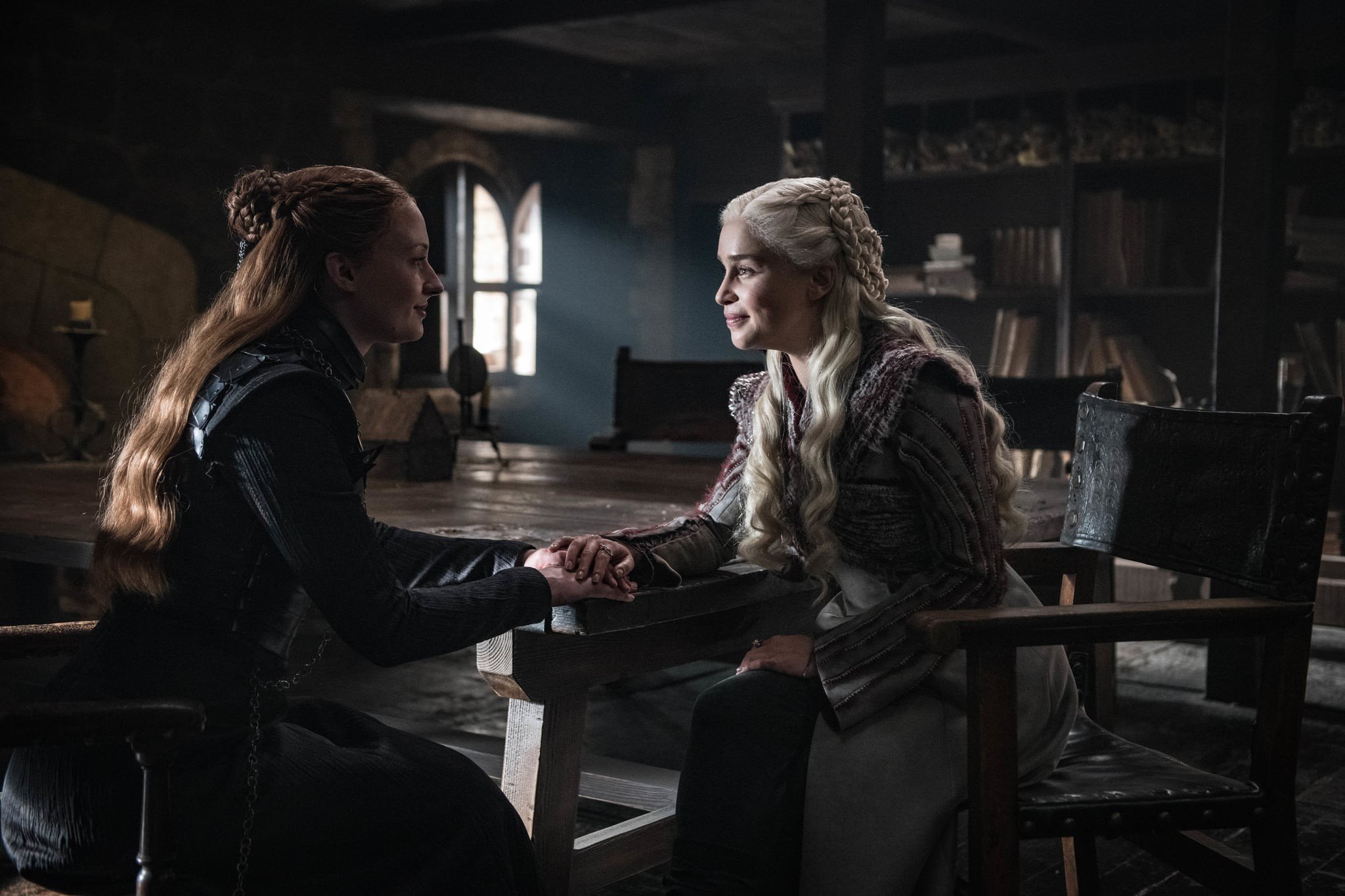 Growing rivals Sansa Stark (left), portrayed by Sophie Turner, and Daenerys Targaryen, played by Emilia Clarke, in HBO’s Game of Thrones. Photos: HBO