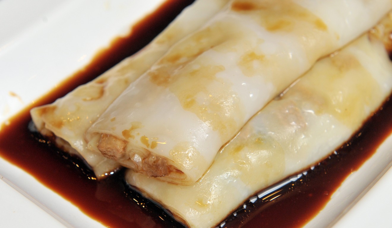 Steamed rice rolls with pig’s liver at Tim Ho Wan restaurant.
