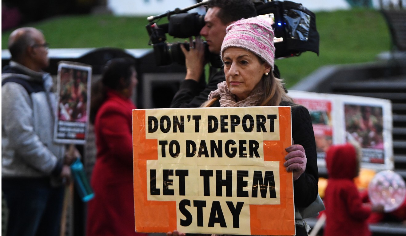 Protesters in Melbourne demonstrate against Australia’s hardline policy on asylum seekers. Photo: EPA