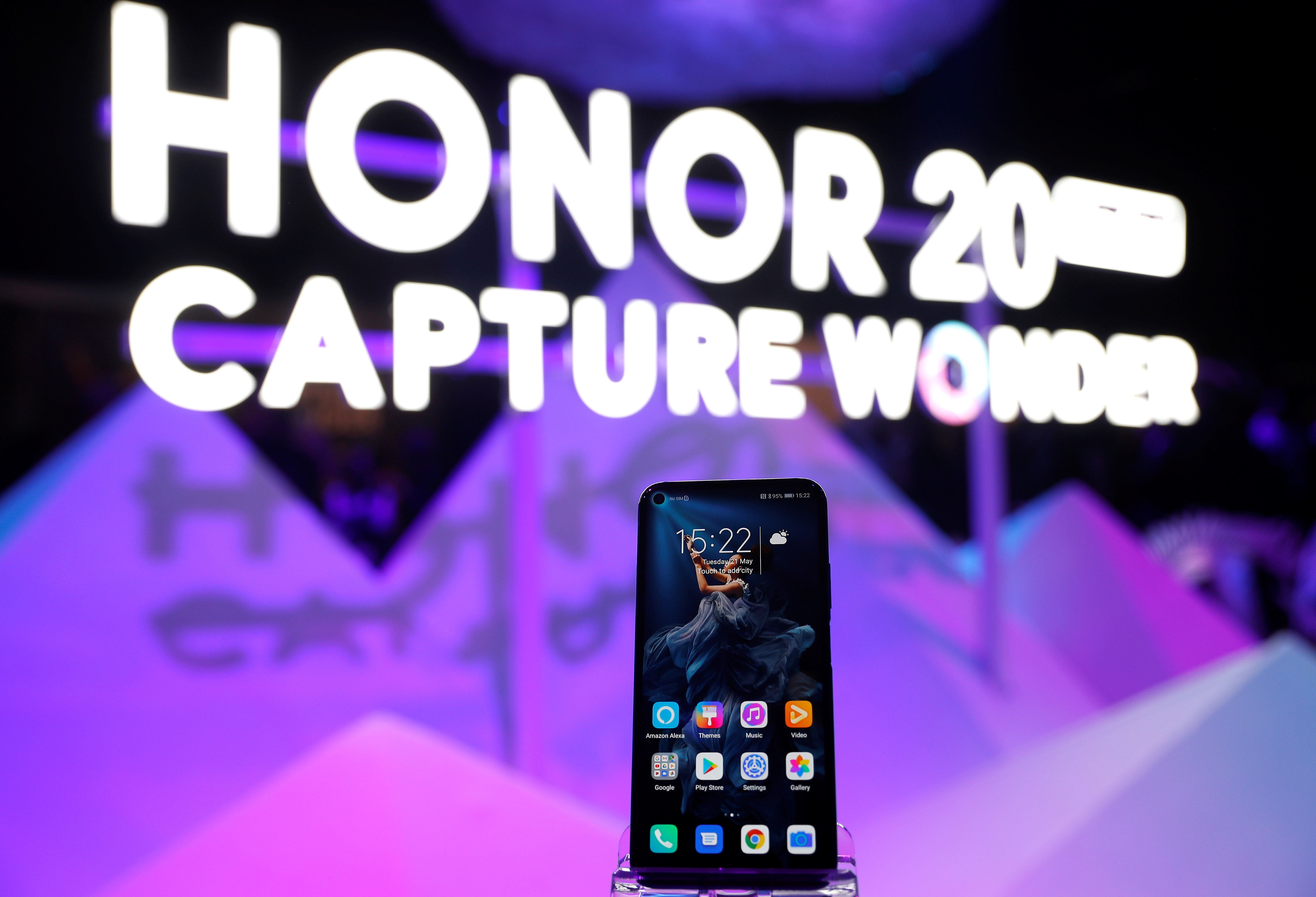 Huawei's new Honor 20 smartphone, which was launched in London on May 21, but is not available in the United States. Photo: Reuters