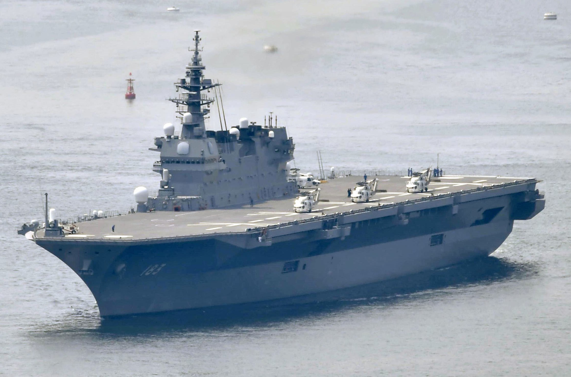 Japanese warship JS Izumo, seen here in May 2017, has been carrying out joint exercises in the South China with ships from the navies of India, the Philippines and the US. Photo: Kyodo