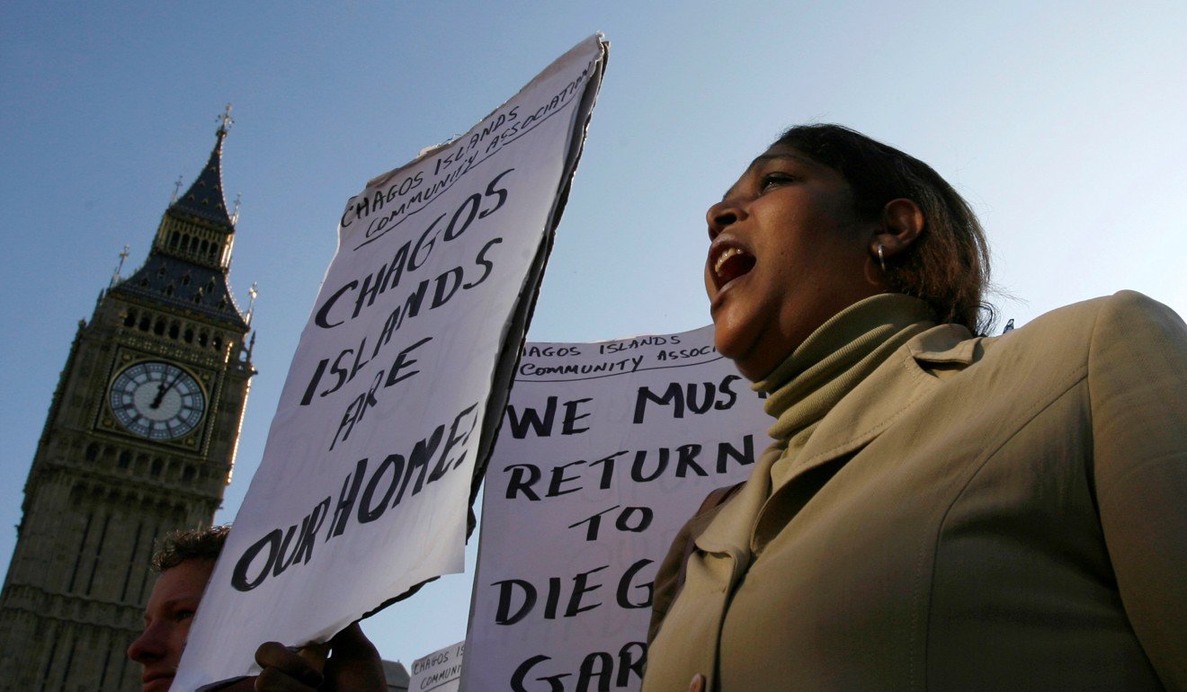 A demonstrator demands her return to the Chagos Islands during a protest in London in 2008. Photo: Reuters