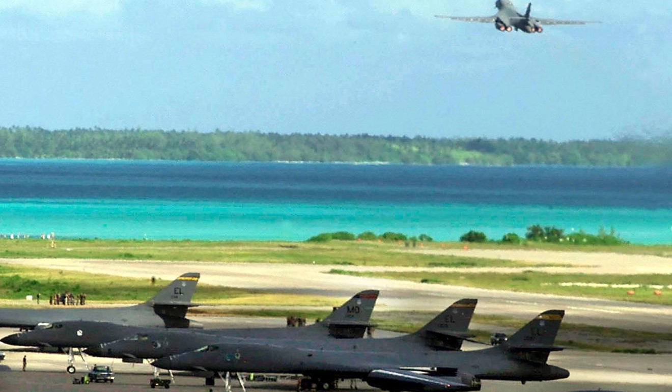 A US Air Force B-1B bomber takes off from the Diego Garcia base in 2001. File photo: AFP