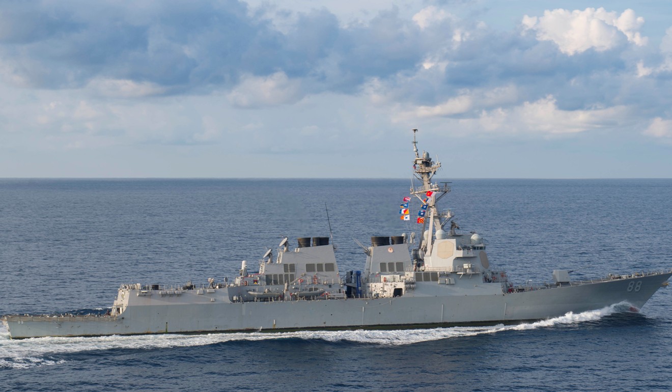 The USS Preble took part in a “freedom of navigation” exercise near Scarborough Shoal in the South China Sea on Sunday. Photo: Reuters