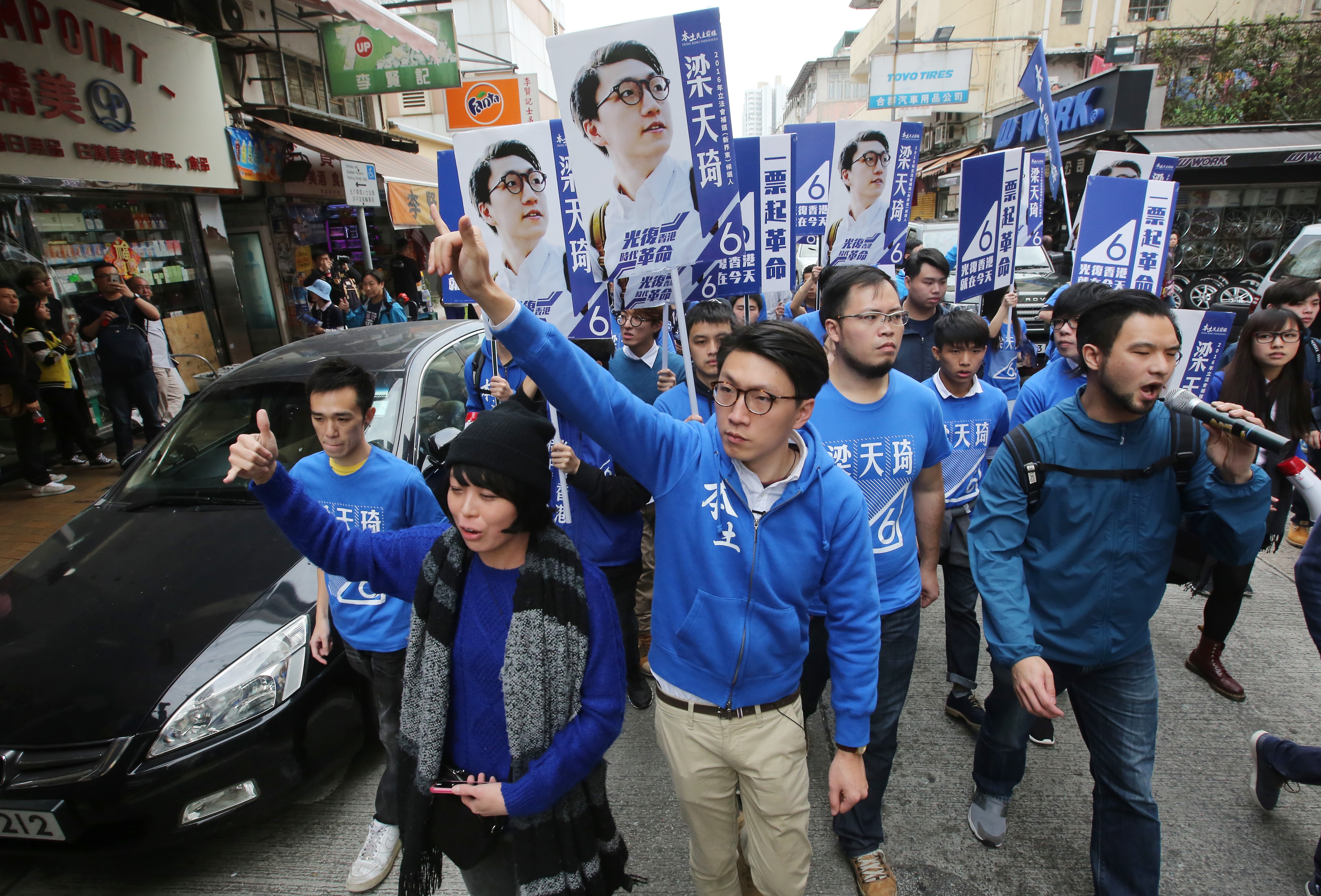 Edward Leung (centre) was once the face of the city’s independence movement. Photo: Edward Wong