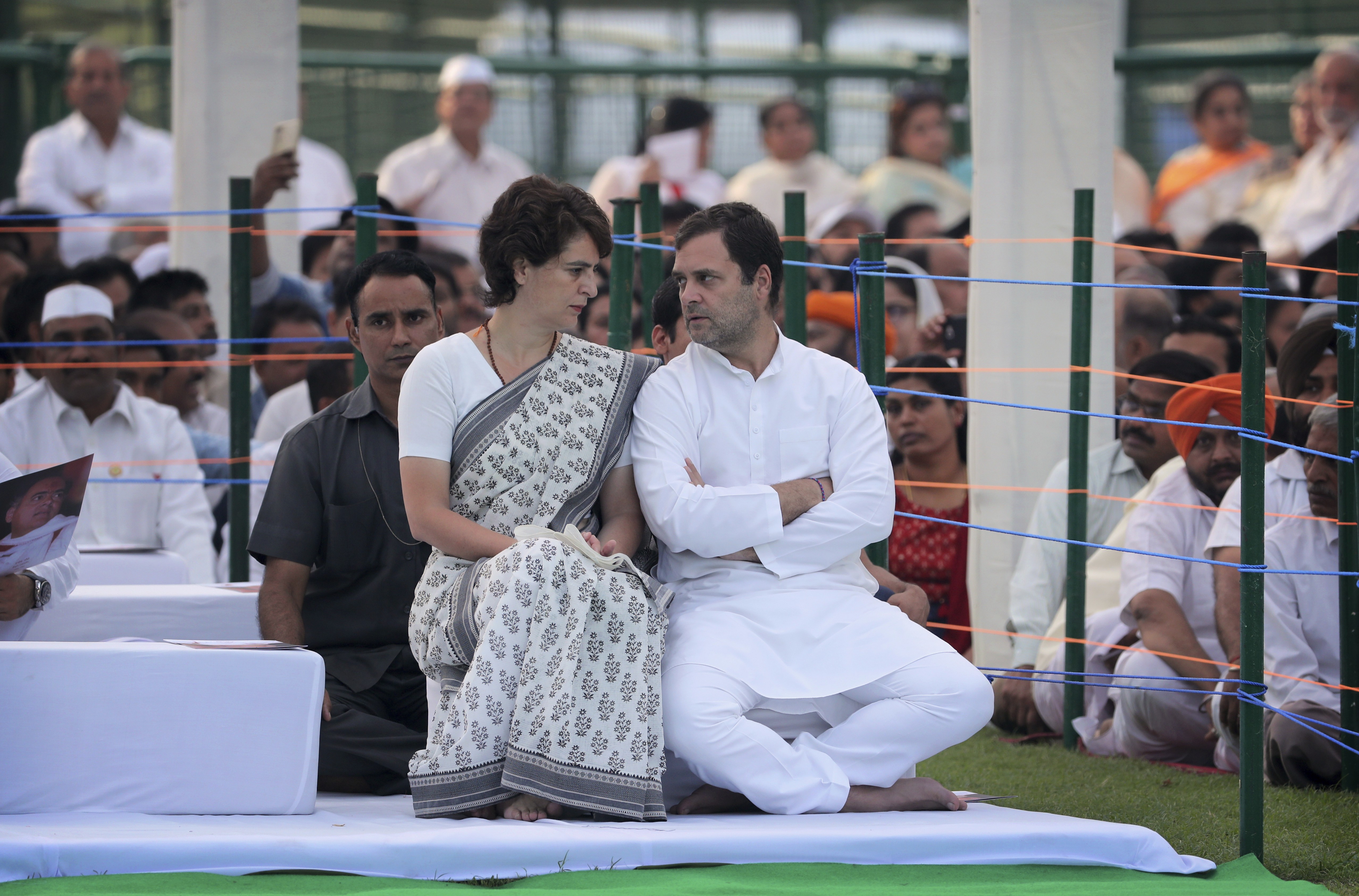 Rahul Gandhi with his sister Priyanka Gandhi Vadra. Photo: AP