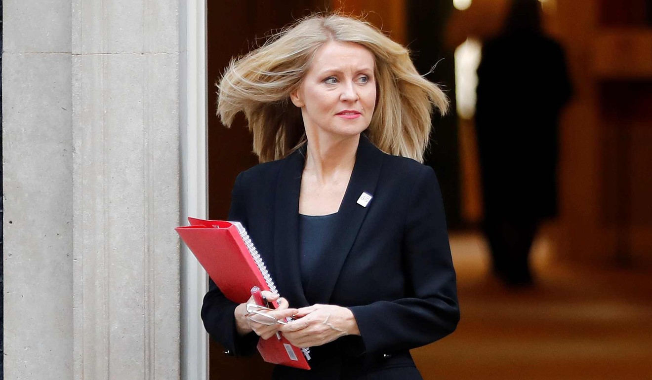Former Work and Pensions Secretary Esther McVey leaves. Photo: AFP