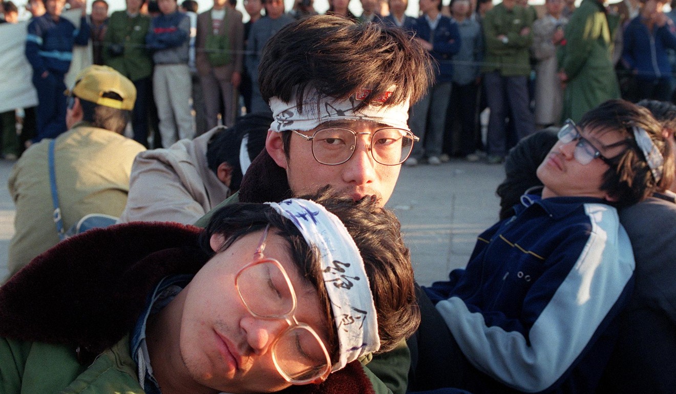 Students mount a hunger strike in Tiananmen Square as part of a mass pro-democracy protest against the Chinese government in May 1989. Photo: AFP