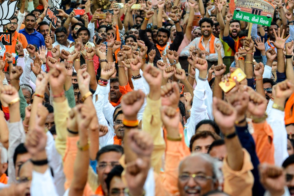 Supporters of the BJP at a rally in Ahmedabad. Photo: AFP