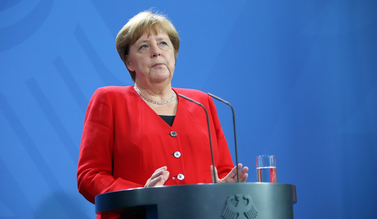 German Chancellor Angela Merkel at the chancellery in Berlin on Monday. Photo: EPA-EFE