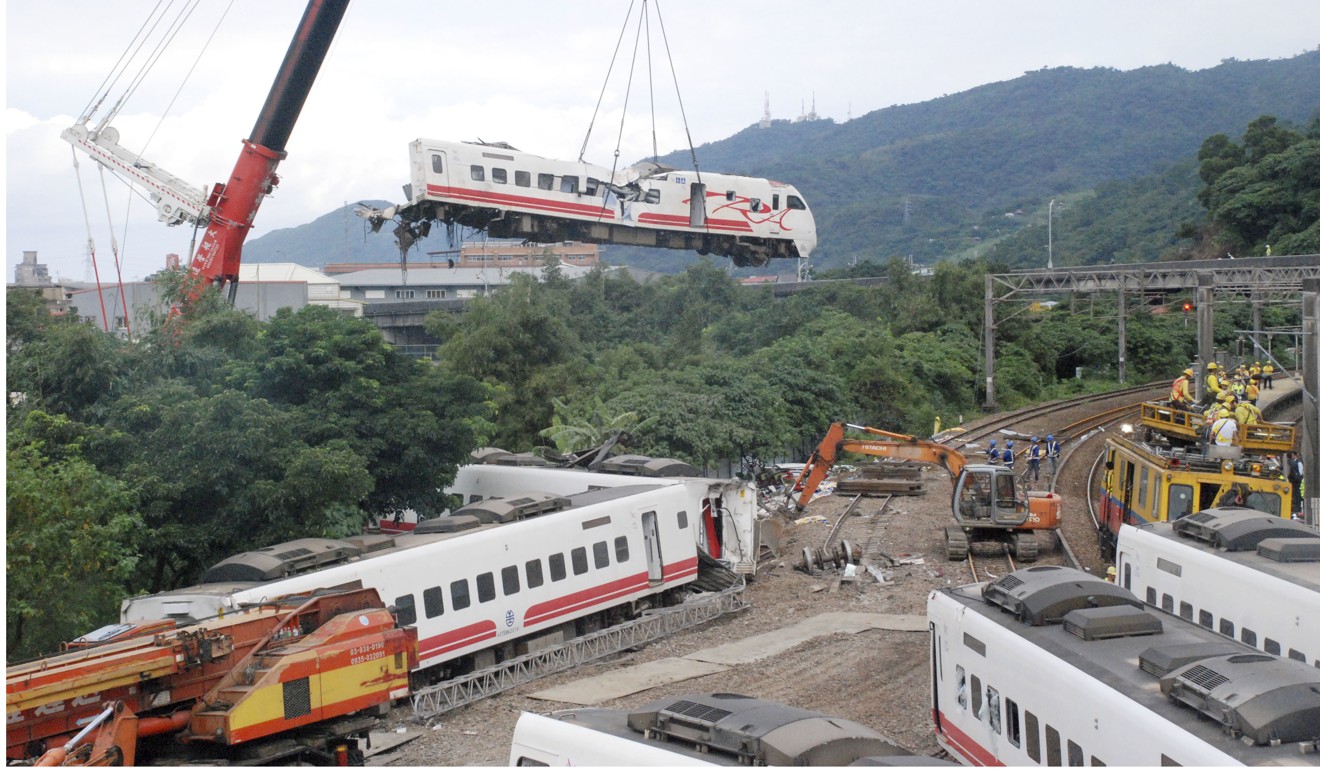 An express train derailed in Yilan County, Taiwan, in 2018, killing 18 people. Photo: Kyodo