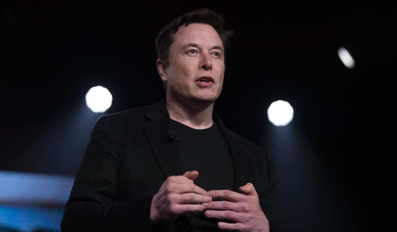 Elon Musk speaks before unveiling the Tesla Model Y in Hawthorne, California, in March. Photo: AP