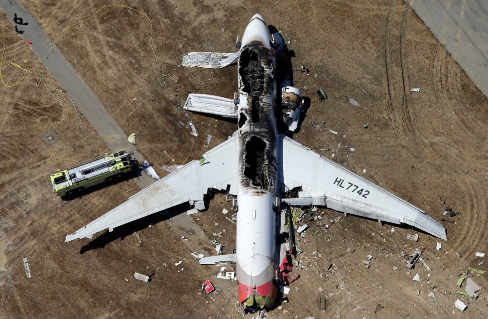 An Asiana Airlines Boeing 777 after it crash-landed at San Francisco International Airport in California in 2013. Photo: AFP