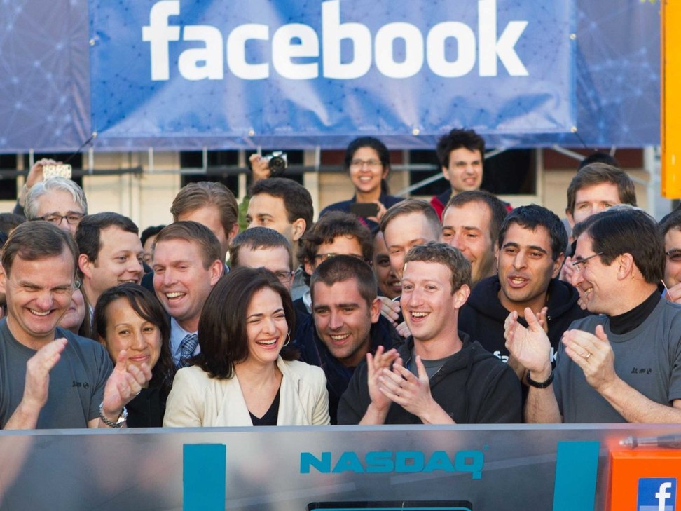 Facebook’s CEO and founder Mark Zuckerberg celebrates the company’s initial public offering on the American Nasdaq stock exchange in May 2012. Photo: AP