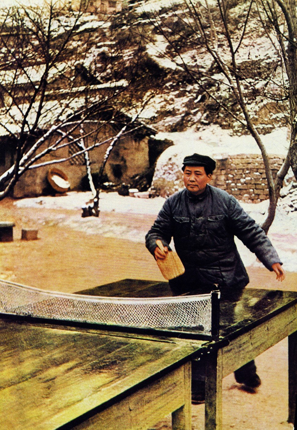 Mao Zedong playing table tennis, in Yanan, Shaanxi province, in 1945. Photo: Alamy