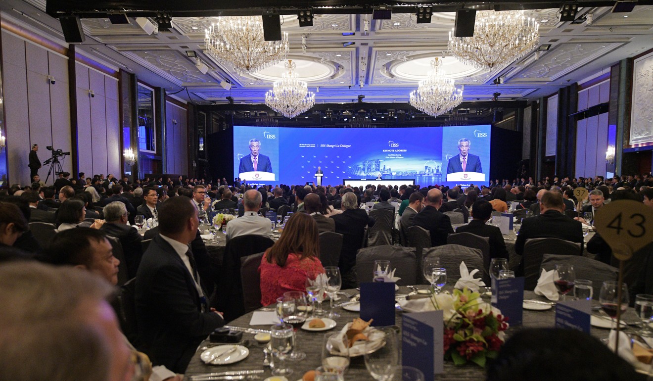 Singaporean Prime Minister Lee Hsien Loong delivers a keynote speech to open the Shangri-La Dialogue in Singapore on Friday. The three-day event, Asia’s biggest security forum, includes representatives from more than 40 countries. Photo: Xinhua