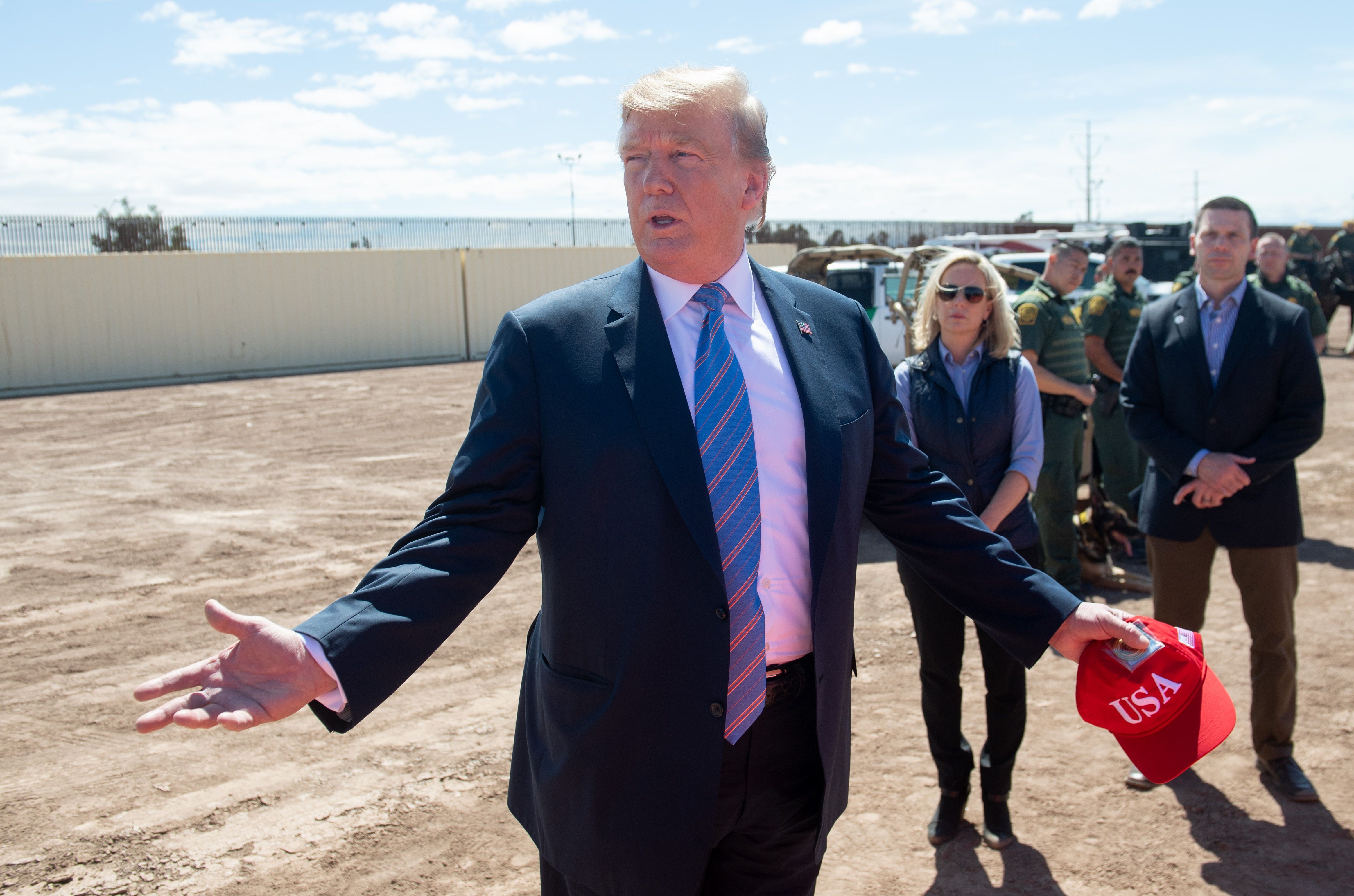 US President Donald Trump tours the US-Mexico border in Calexico, California, on April 5. Photo: AFP