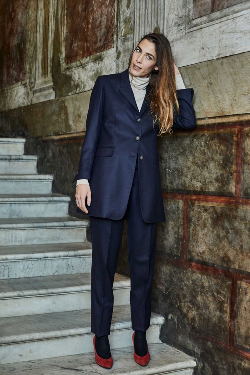 A luxe artisanal blazer look from Giuliva Heritage.