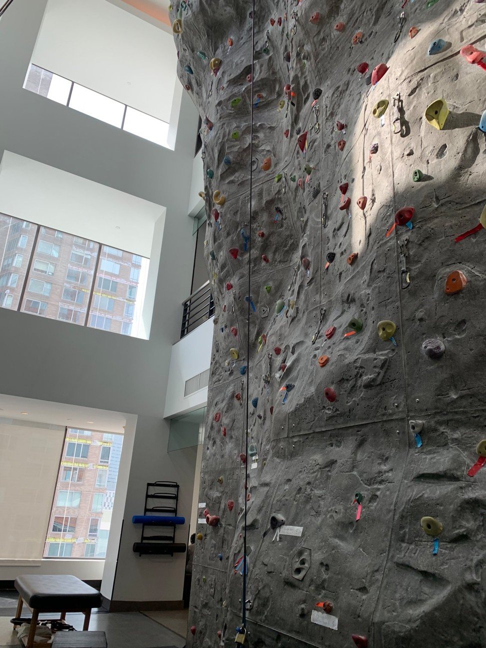 A rock wall at Equinox Sports Club New York. Photo: Business Insider