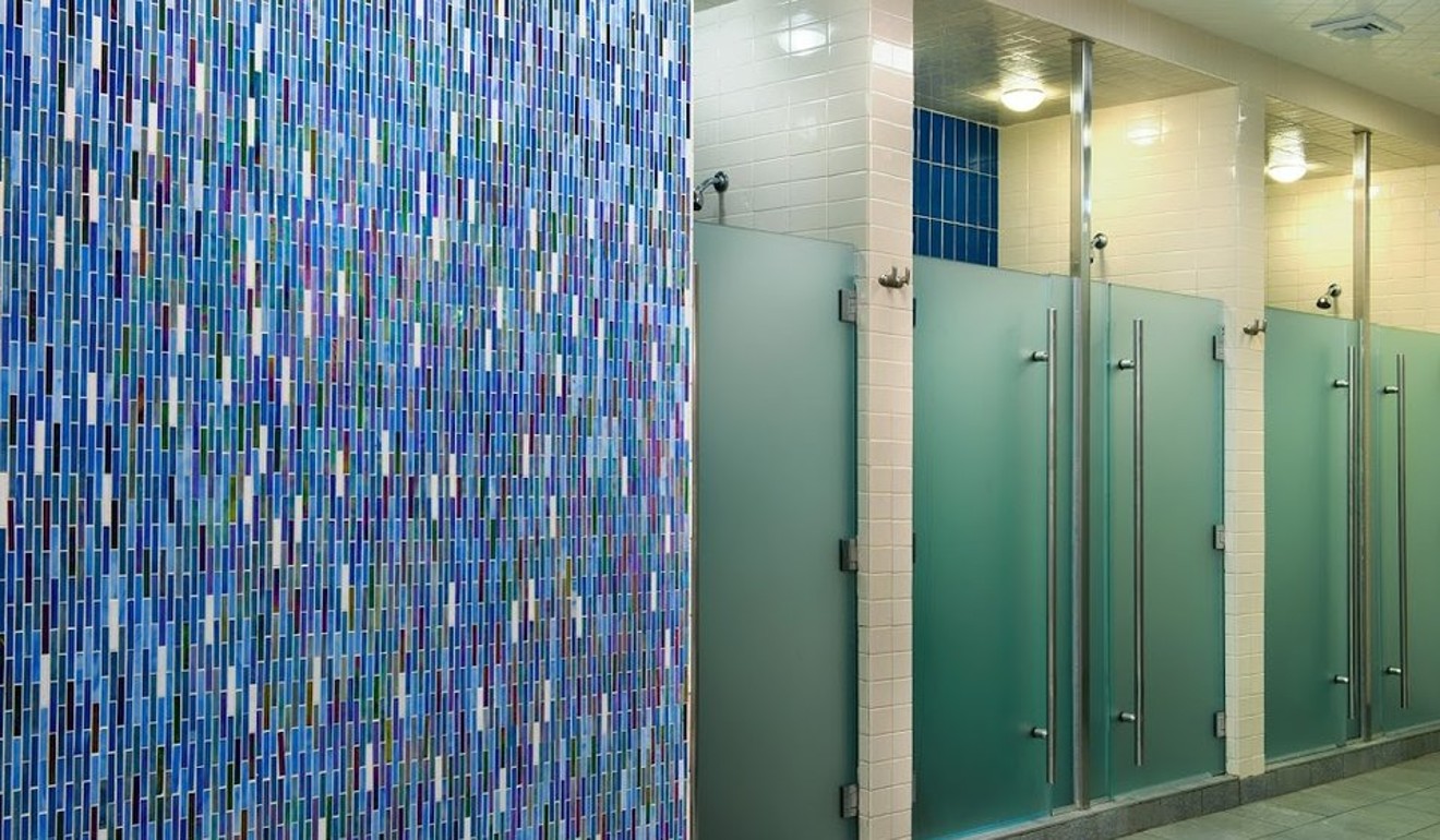 This stock photo does not show the giant heating, ventilation and air conditioning machines that were all over the changing room – or the towels thrown everywhere – when I visited. Photo: Equinox.