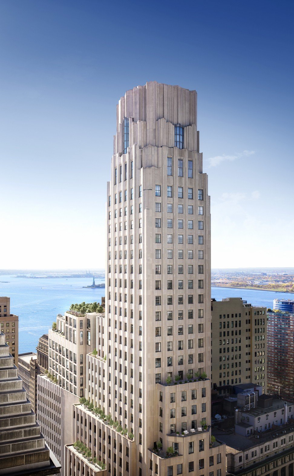 The exterior of the 56-storey art deco building, One Wall Street, in New York, which is being converted in flats and retail space.