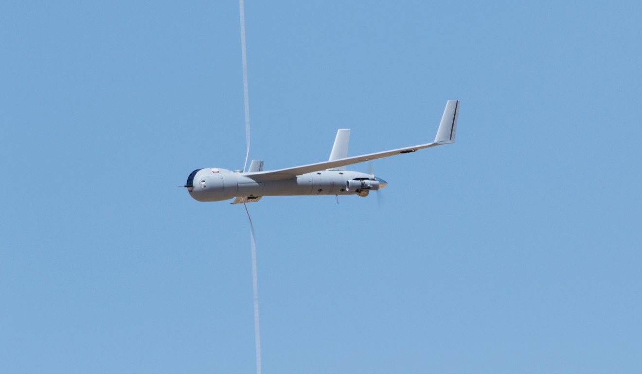 A ScanEagle drone goes through its paces in Mazagon, Spain, last year. Photo: Insitu via Reuters
