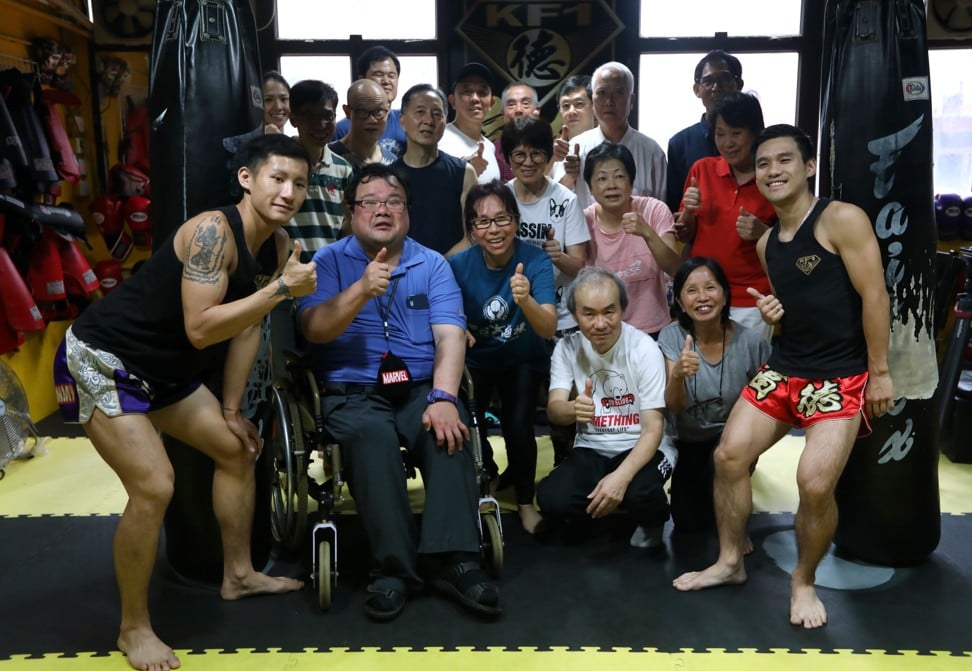Parkinson’s patients together with their Muay Thai coaches. Photo: Xiaomei Chen
