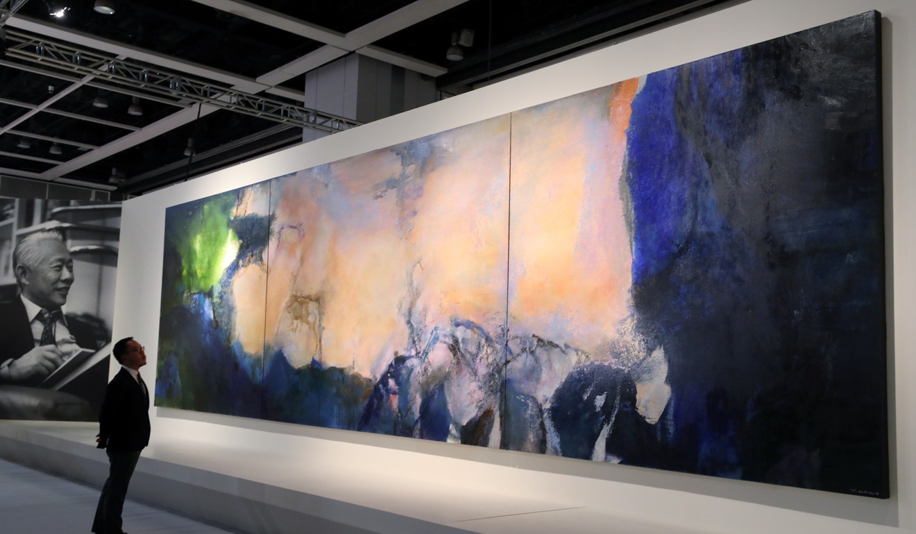 Juin-Octobre 1985 by Zao Wou-ki unveiled at the Hong Kong Convention and Exhibition Centre in Wan Chai. Photo: Dickson Lee