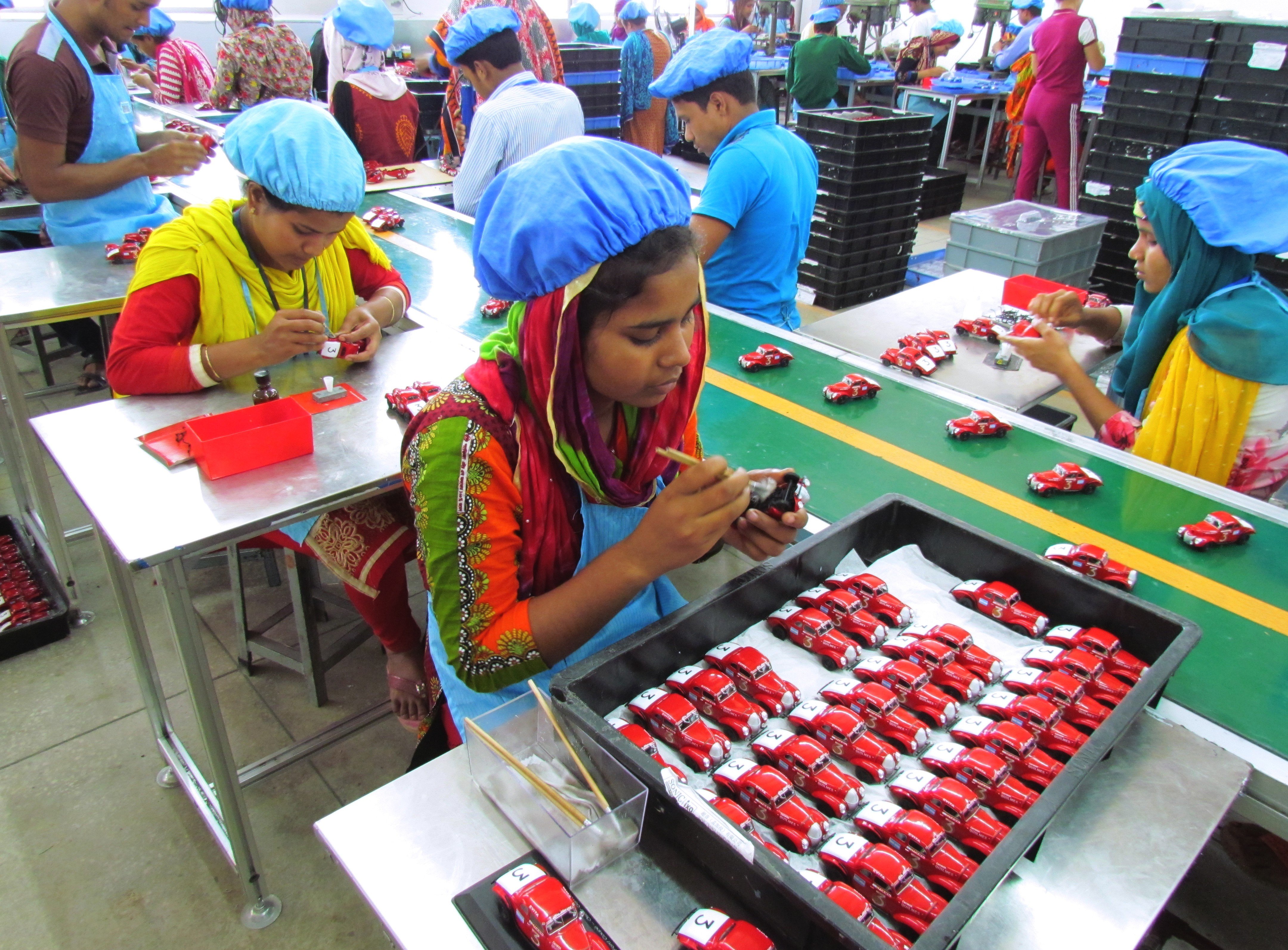 Workers at a Chinese-run factory in Bangladesh produce 12 million toys a year. Photo: Phila Siu