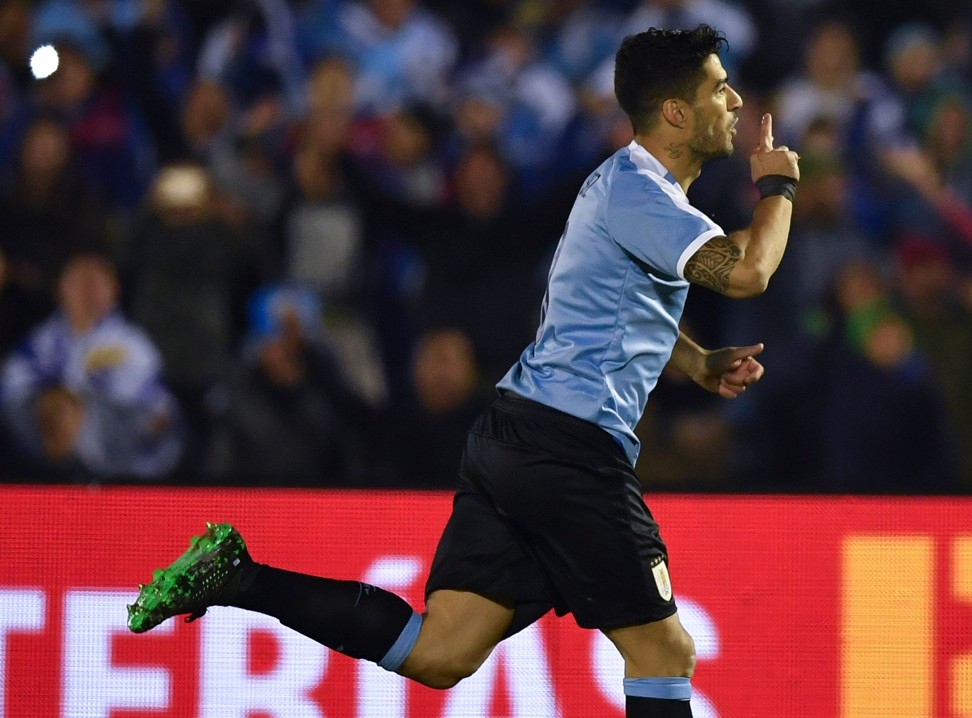 Uruguay’s Luis Suarez celebrates after scoring against Panama. Photo: AFP