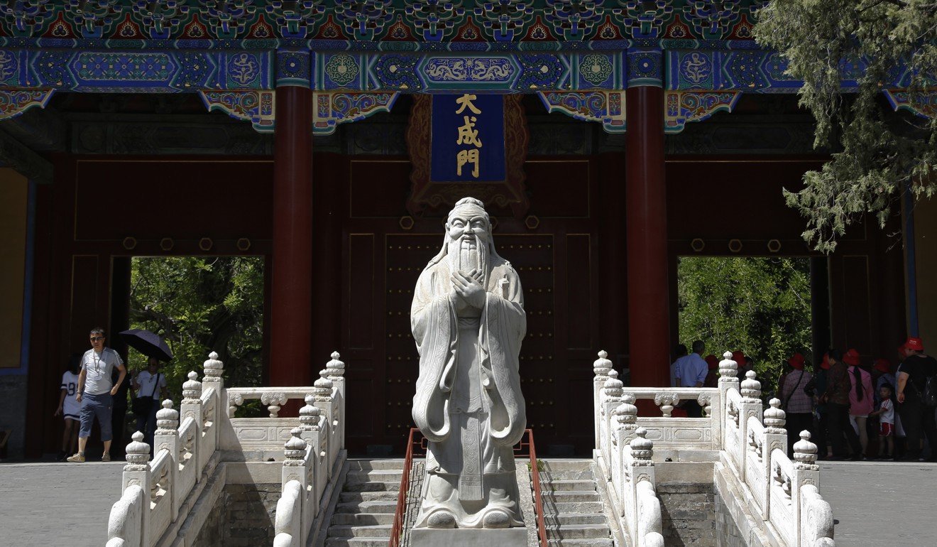 A statue of Confucius at the Confucius Temple in Beijing. Photo: AP