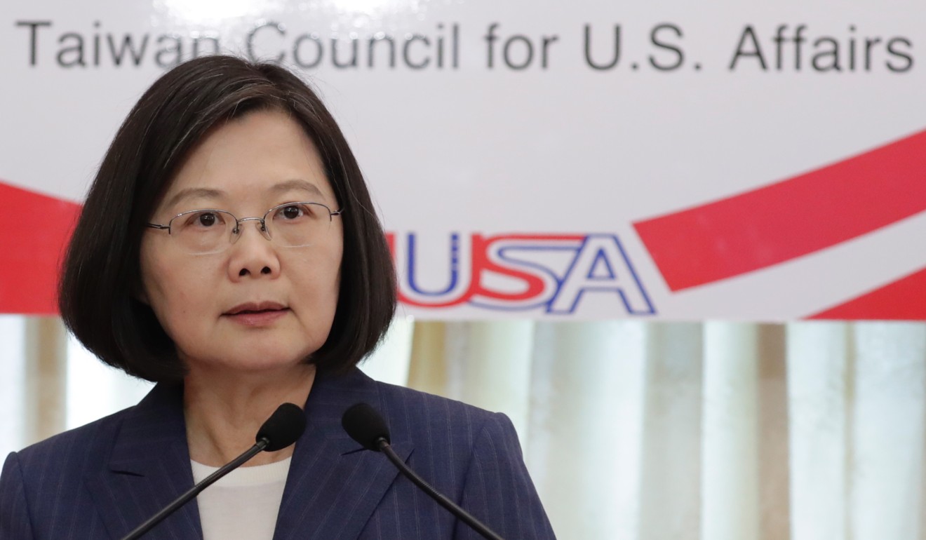 Taiwanese President Tsai Ing-wen speaks at the opening of the Taiwan Council for US Affairs office in Taipei on Thursday. Photo: EPA-EFE