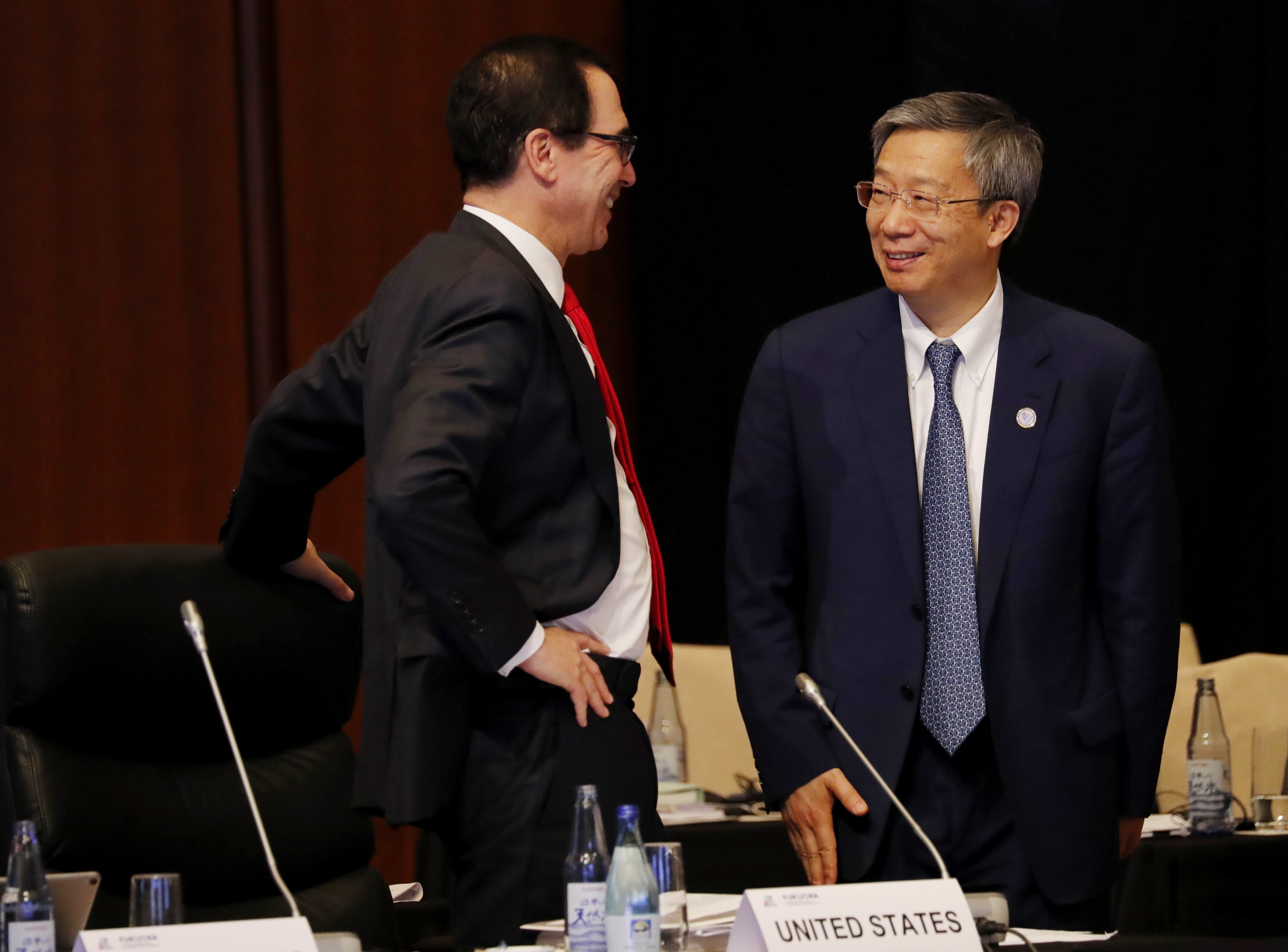 US Treasury Secretary Steven Mnuchin with People‘s Bank of China governor Yi Gang. Photo: AP