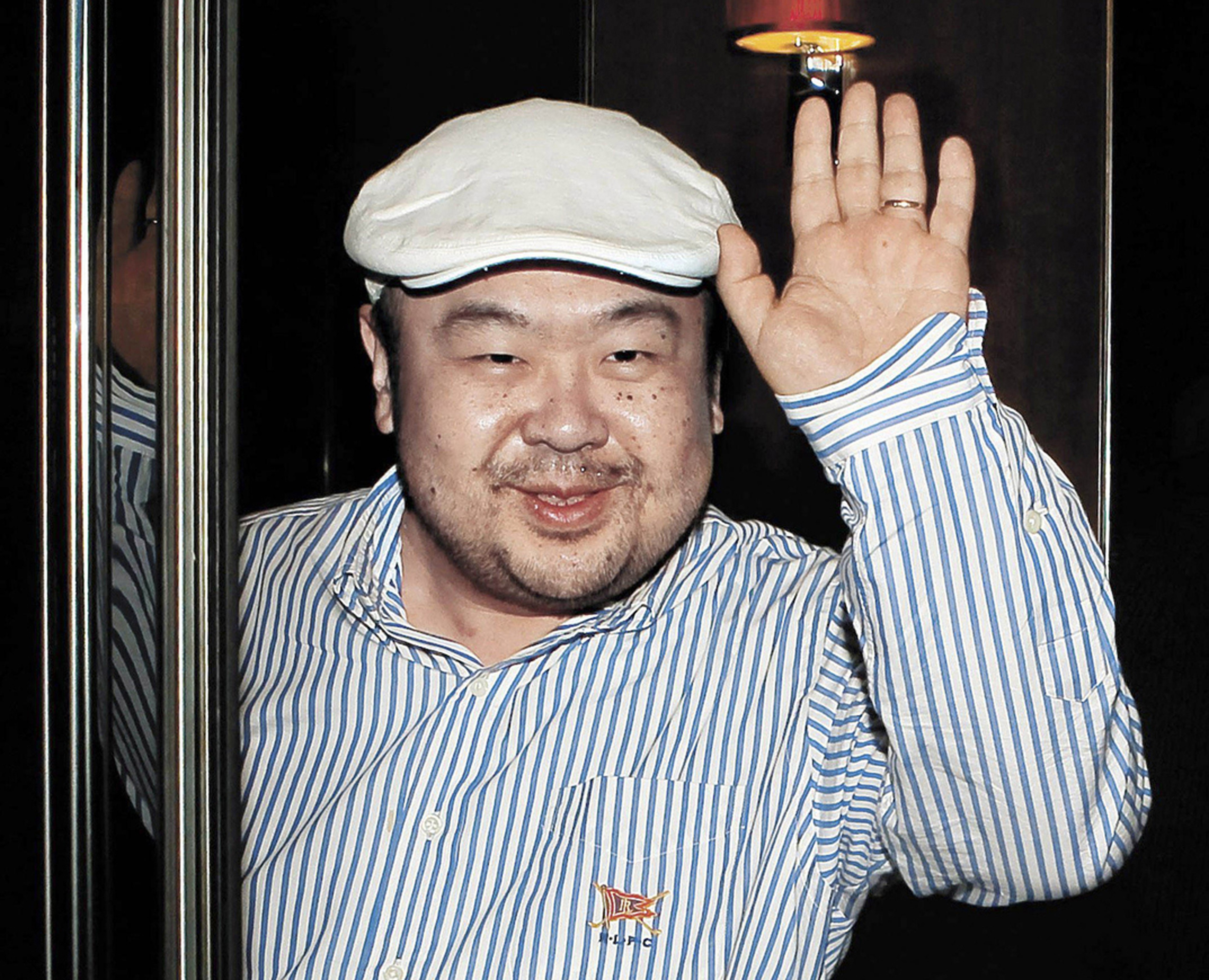 Kim Jong-nam, eldest son of then North Korean leader Kim Jong-il, waves after his first-ever interview with South Korean media in Macau in June 2010. Photo: JoongAng Ilbo via AP