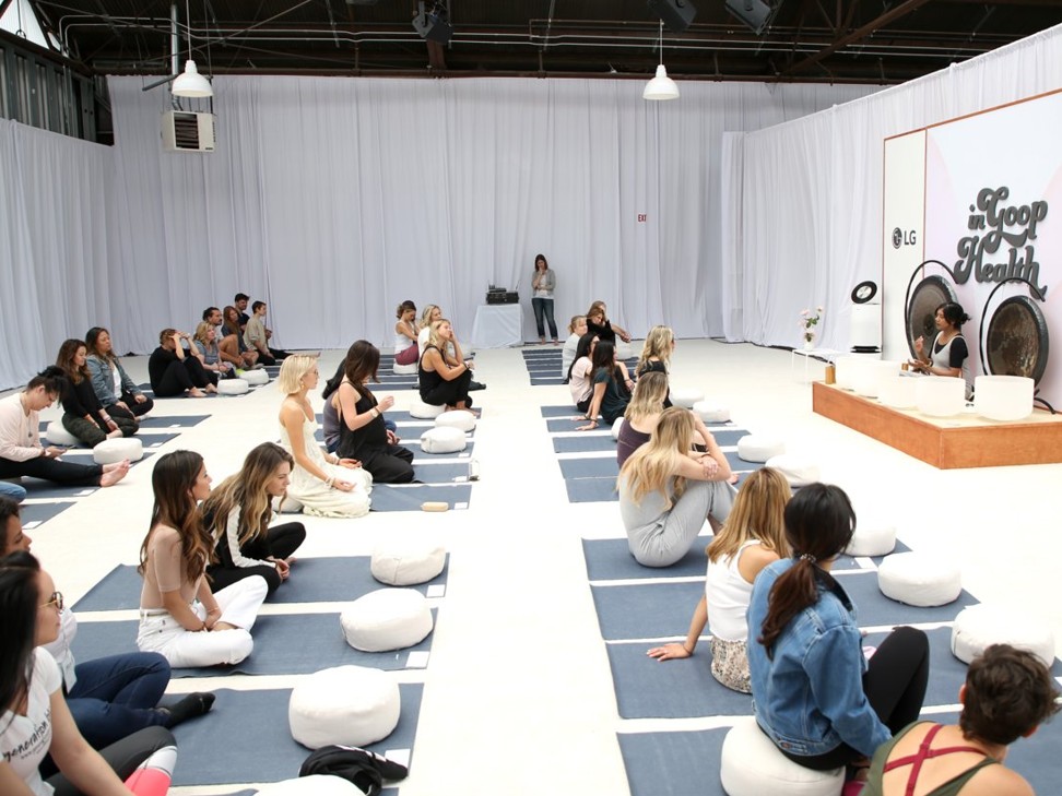 Women attend a sound-bath event at the Goop wellness summit in Los Angeles in May. Photo: Getty Images/goop