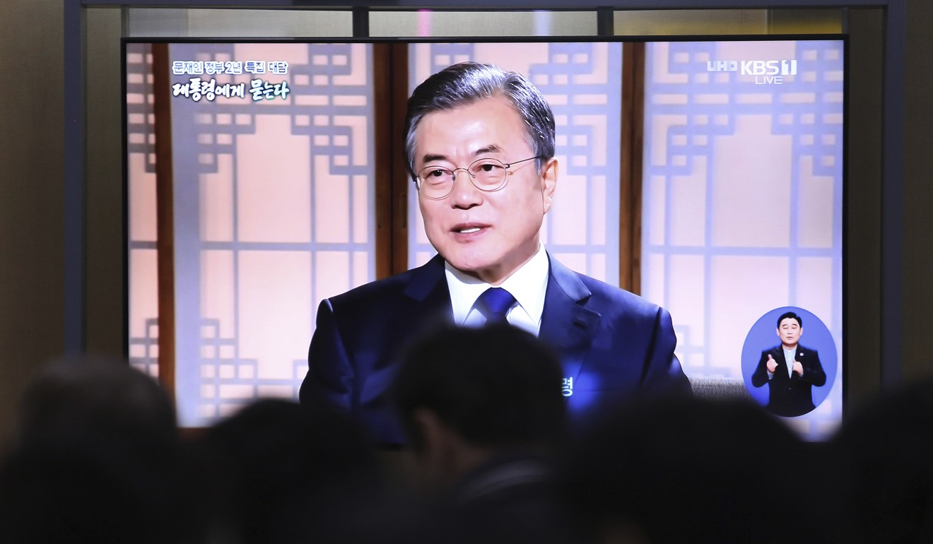 South Korean President Moon Jae-in has been accused of going back on efforts to draw a line under the past. Photo: AP