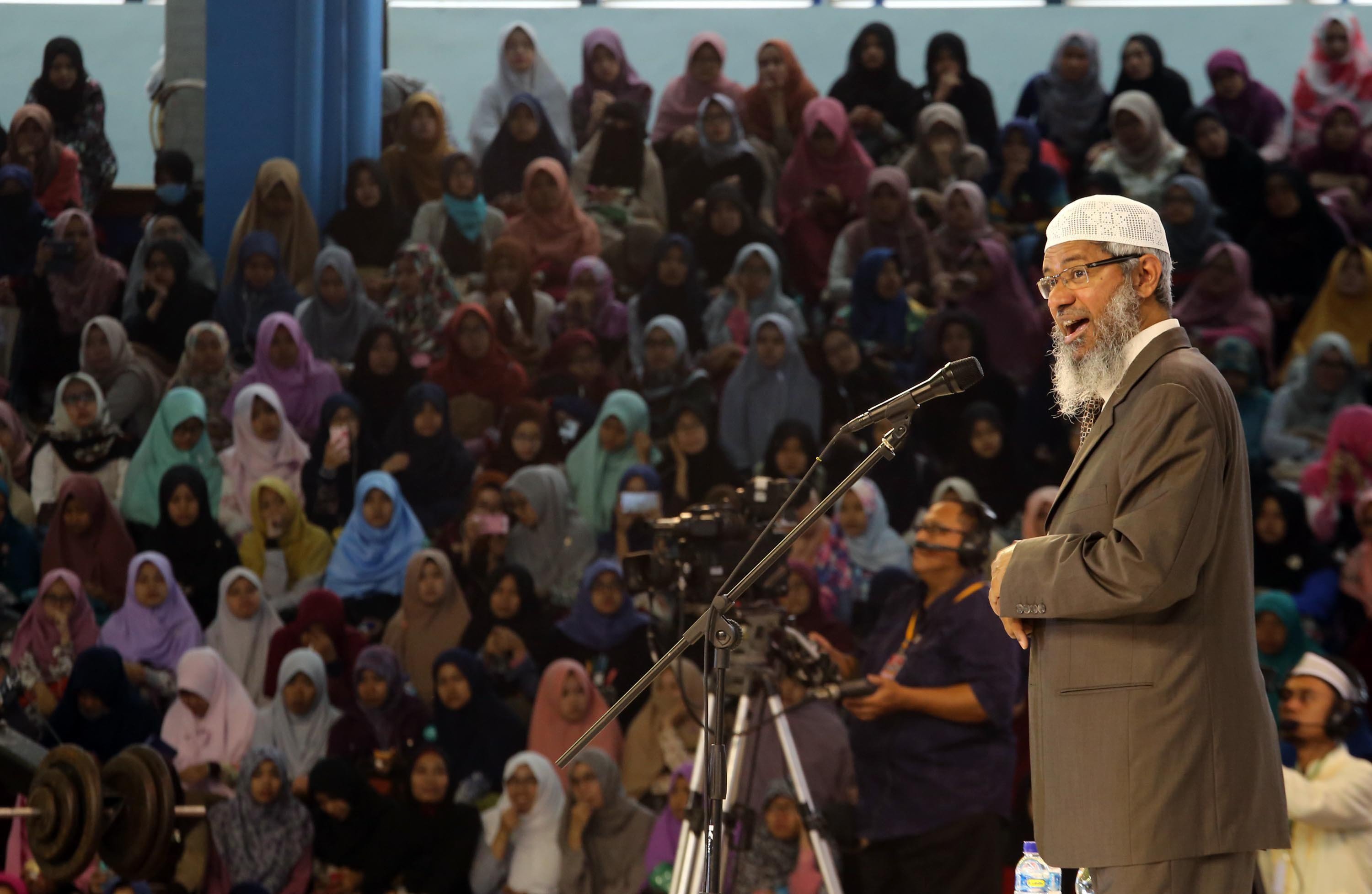Controversial Islamic preacher Zakir Naik, who founded the Peace TV channel, is wanted by India on charges of money laundering and encouraging terrorism. Photo: Alamy
