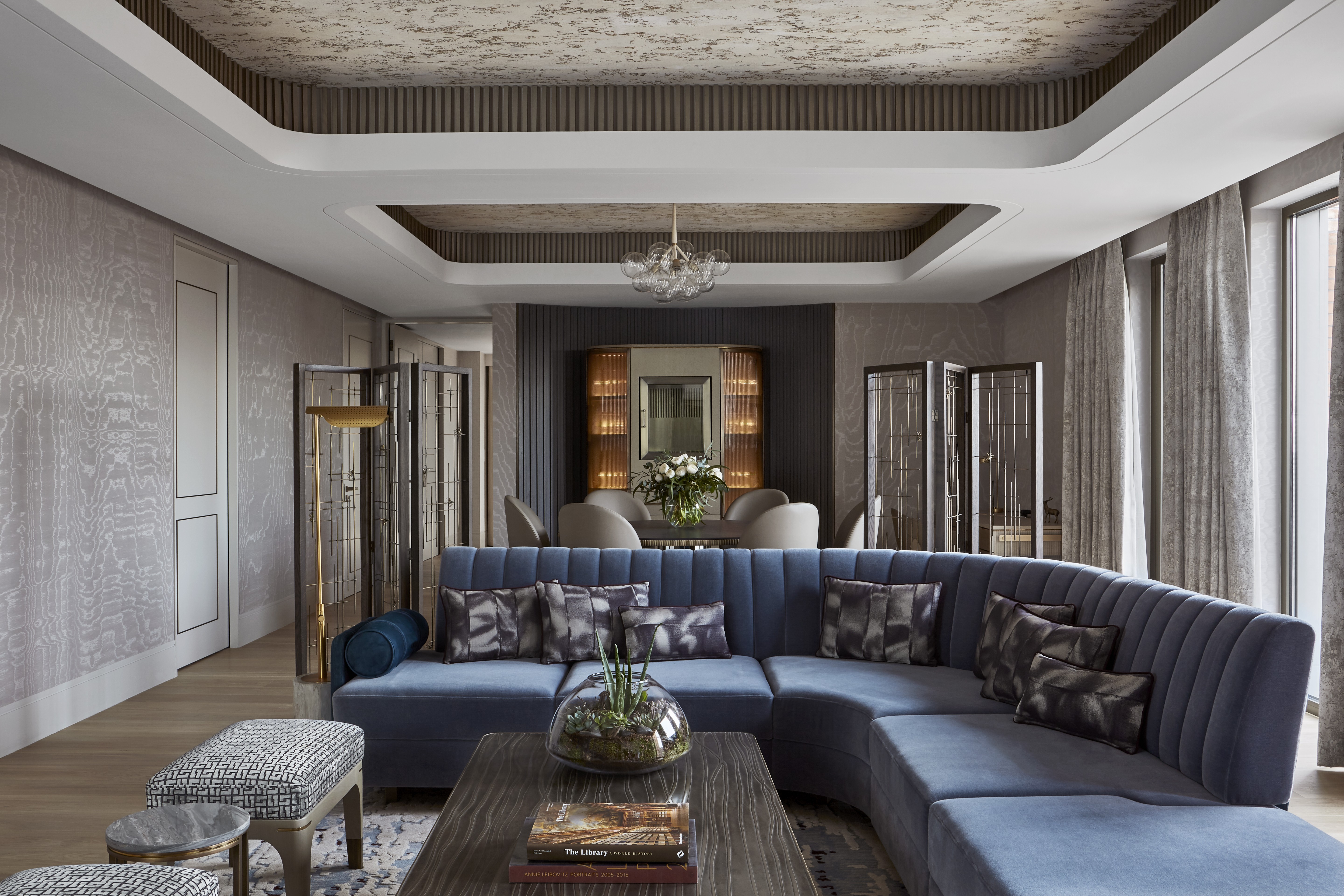 Penthouse Suite at the Mandarin Oriental Hyde Park, London designed by Hong Kong-based interior designer Joyce Wang. The different textures, forms and colours have been inspired by what can be found at ground level of the legendary location, including fallen acorns.