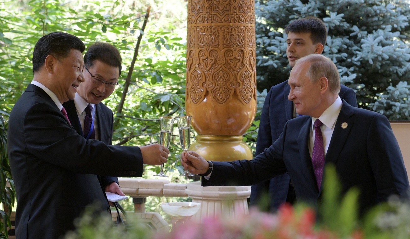 Xi and Putin toast their nationâs strong ties with champagne in Tajikistan. Photo: AFP