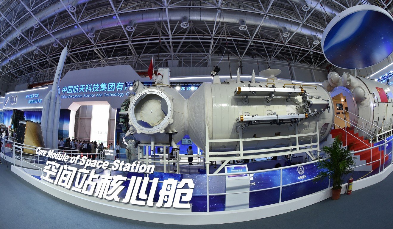 A full-size model of the core module of China’s space station goes on show at Airshow China in November. Photo: Xinhua