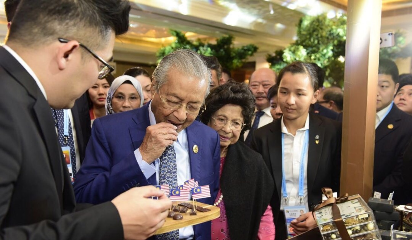 Malaysian Prime Minister Mahathir Mohamad attends a durian festival in Beijing. Photo: Handout