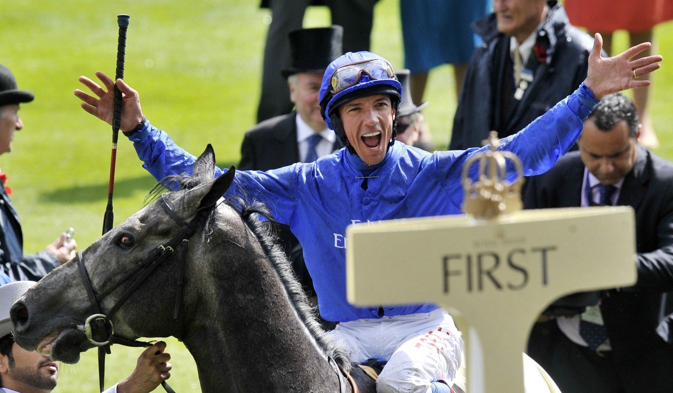 Jockey Frankie Dettori celebrates after winning at Royal Ascot. Photo: EPA/ANDY RAIN