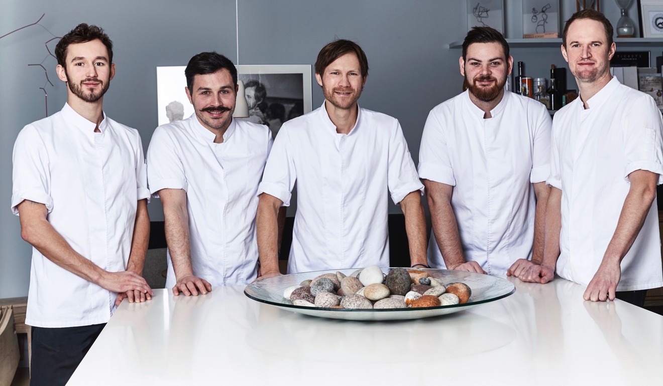 The kitchen team at Geranium: (from left) Artur Kazaritski, sous chef, Feskos Thanos, assistant head chef, Rasmus Kofoed, Coen Dieleman, sous chef, and Ronni Mortensen, development chef.